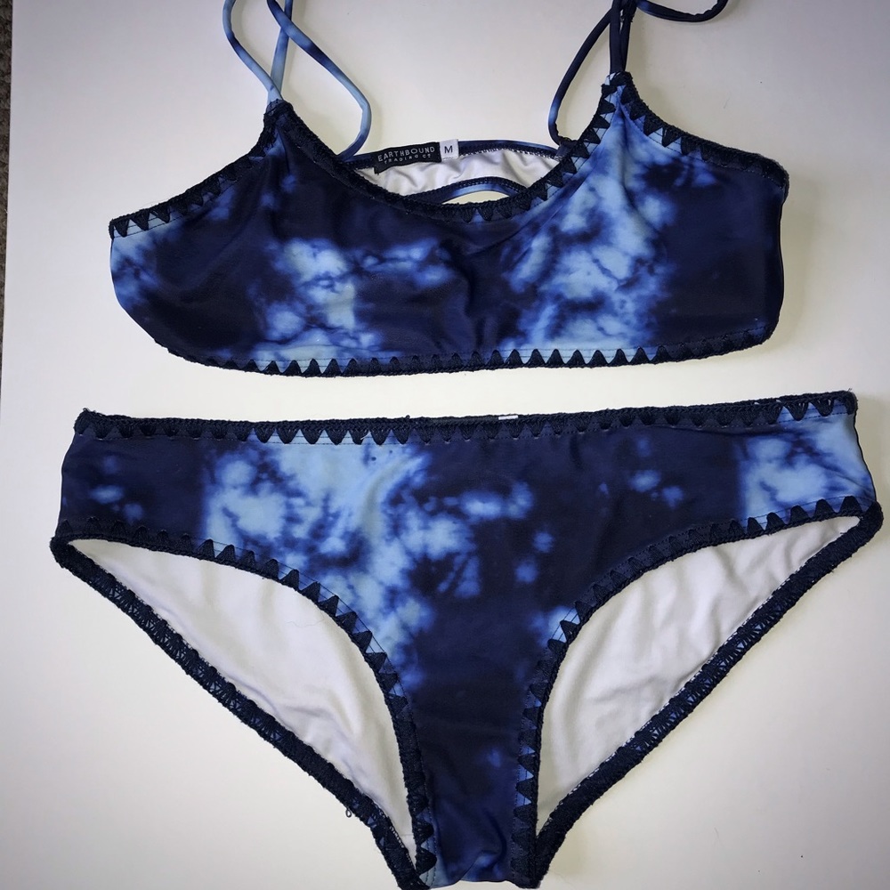 Last Call! Earthbound Trading Co Blue Tie Dye Bikini